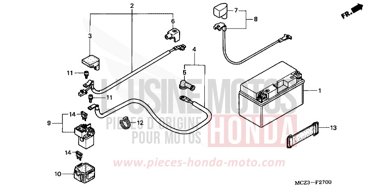 BATTERIE de Hornet 900 DEGITAL SILVER METALLIC (NHA30) 2007
